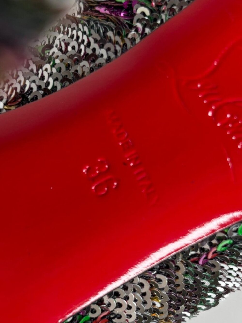 Christian Louboutin Pigalle Follies Multicolor/Silver Sequin 100mm Heels Pump 36 - Picture 10 of 12